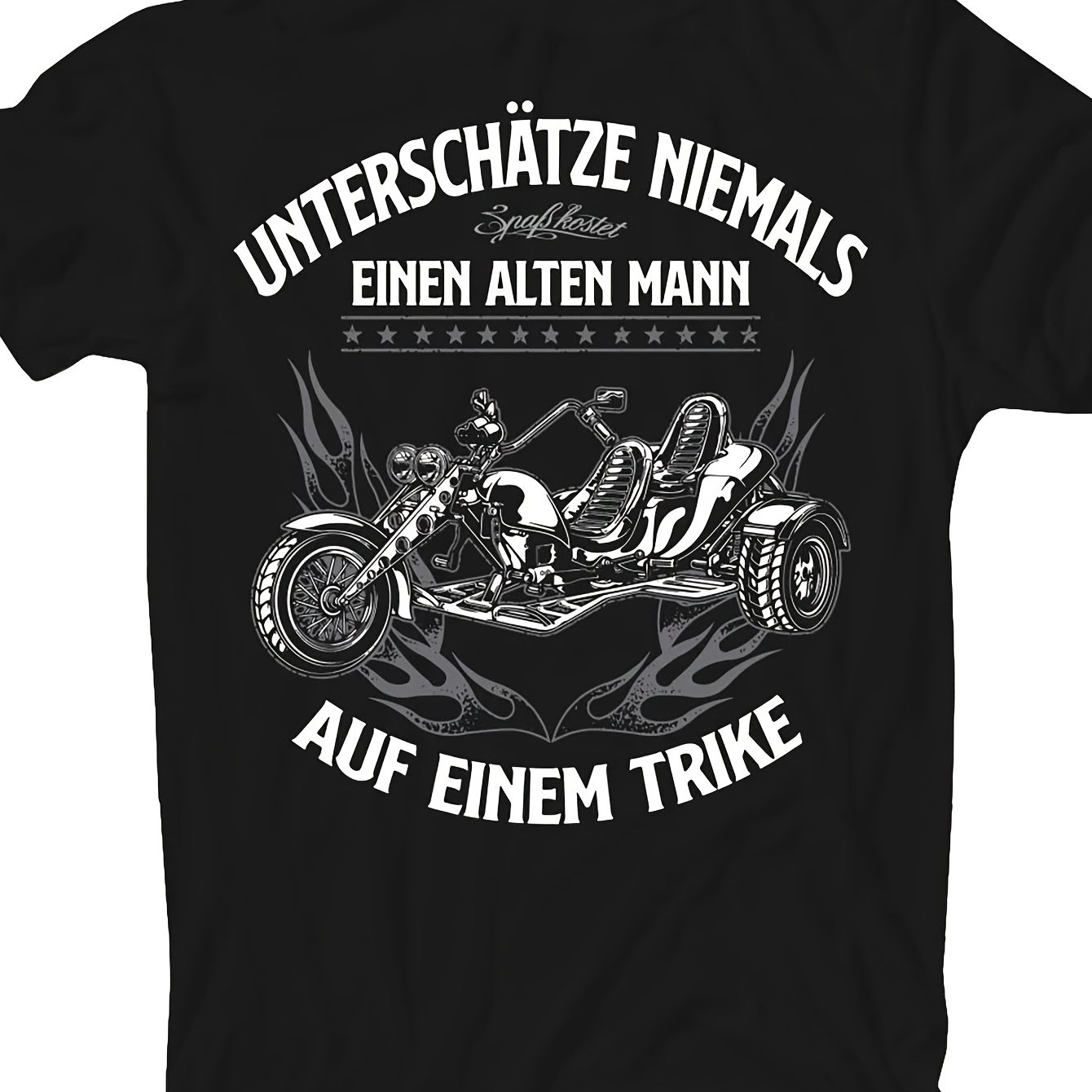 Men's Motorcycle Biker T-shirt - "never An Old For Man On A Trike" Slogan, Breathable All- Casual Tee With For Motorcycle Enthusiasts & , Machine Washable Apparel