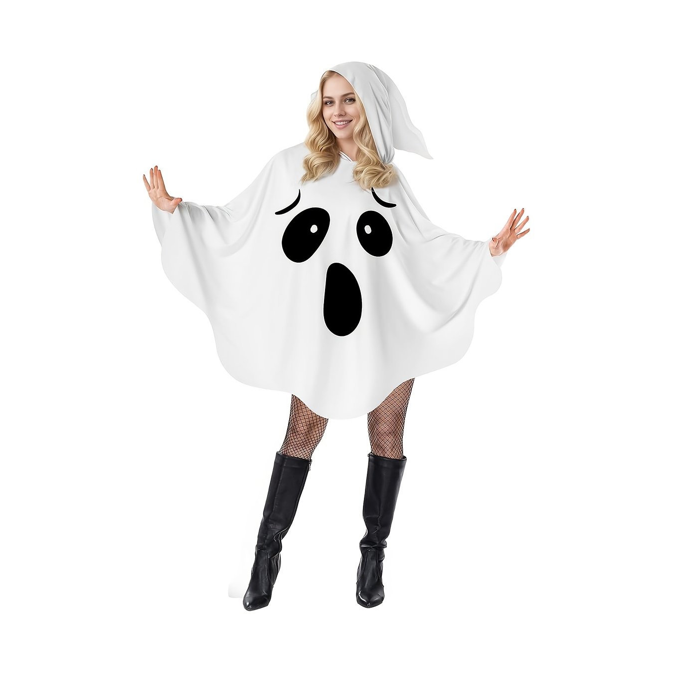 TEMU Costume da Spirito Adulto Donna Mantello da Spirito Mantello con Cappuccio Costume da Spirito di Halloween