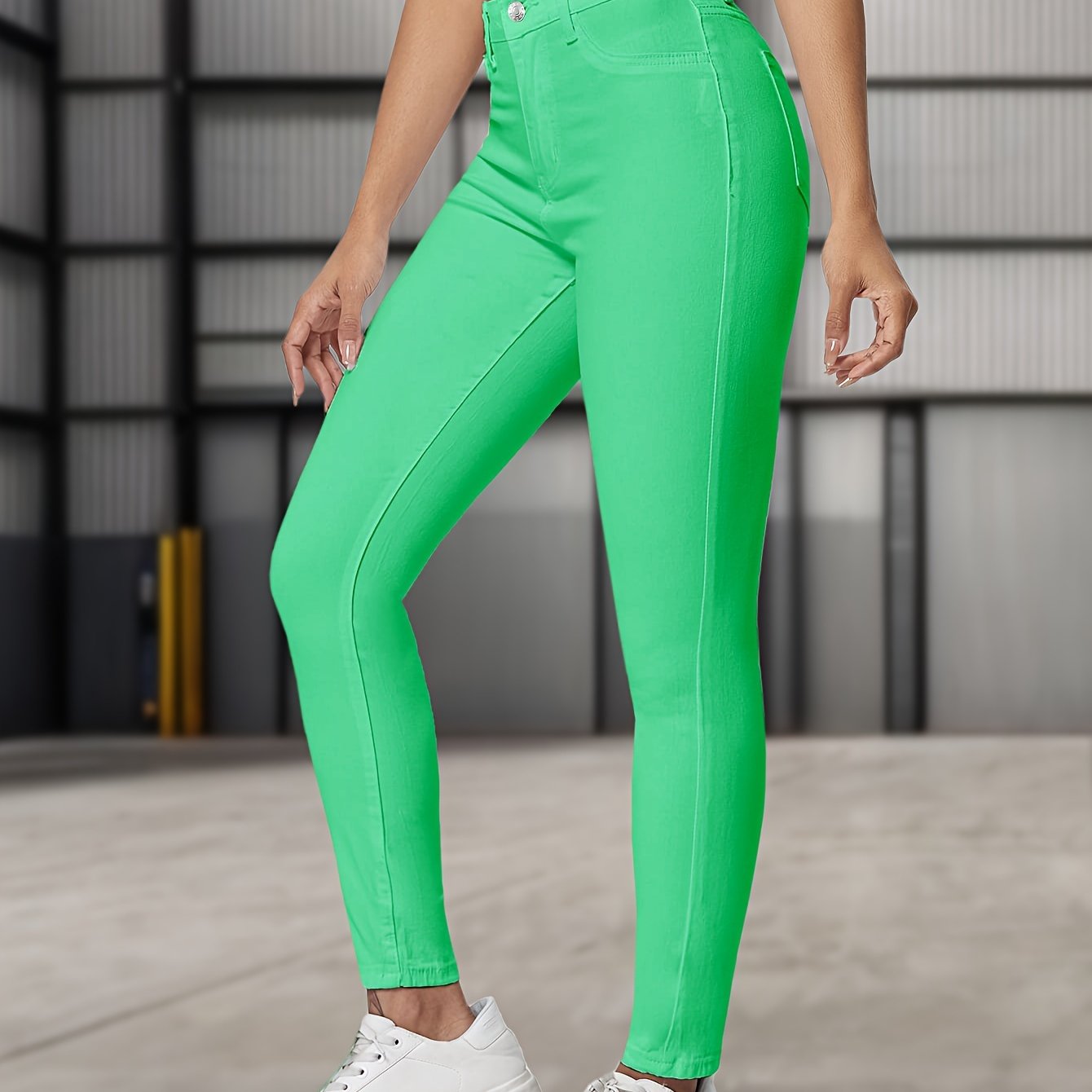 Image of Green Stretch Skinny Jeans