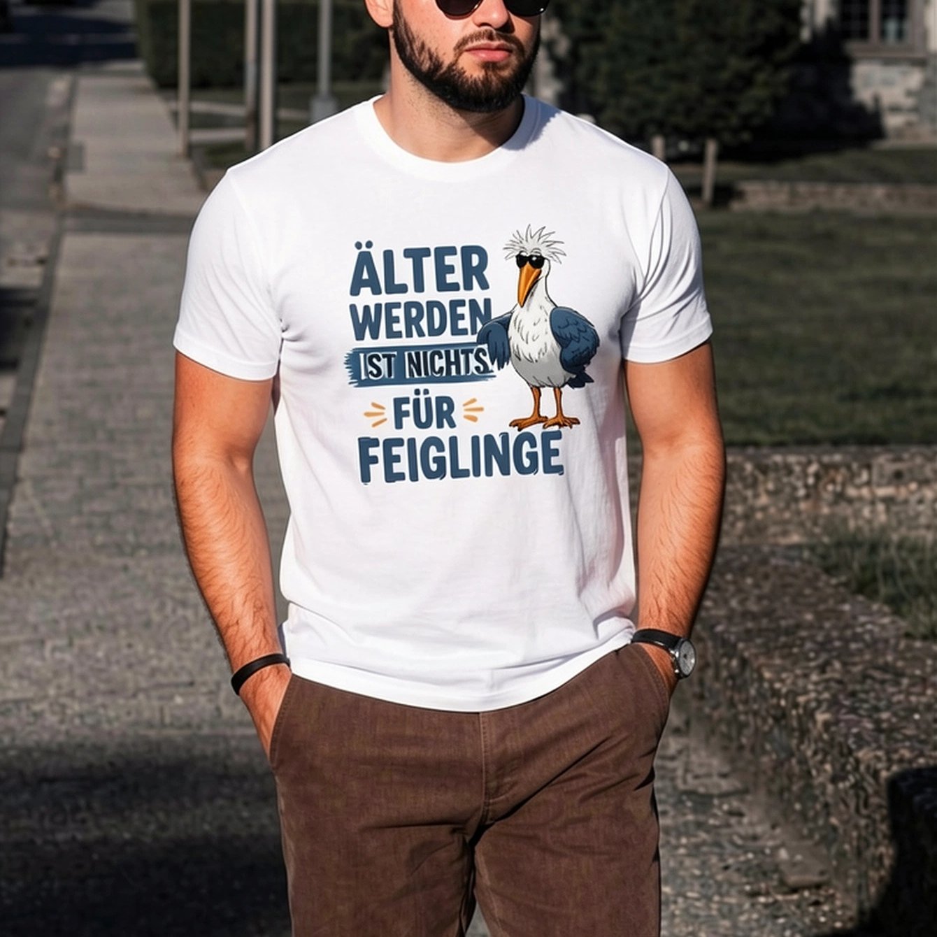 Funny Seagull Getting Older Is Not For Cowards(5) For Men Summer Casual T-shirt- Lightweight Tee For Seaside Vacation, Beach Resort