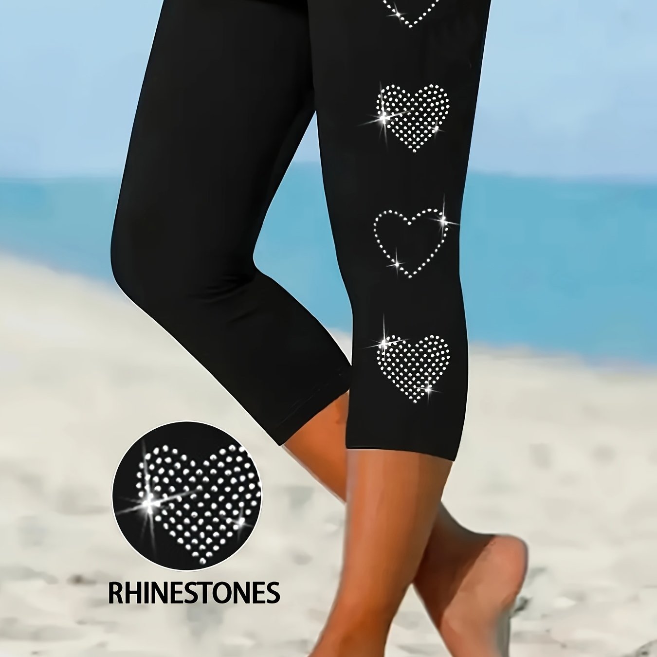 Women'-eighth Pants, Diamond-encrusted Leggings