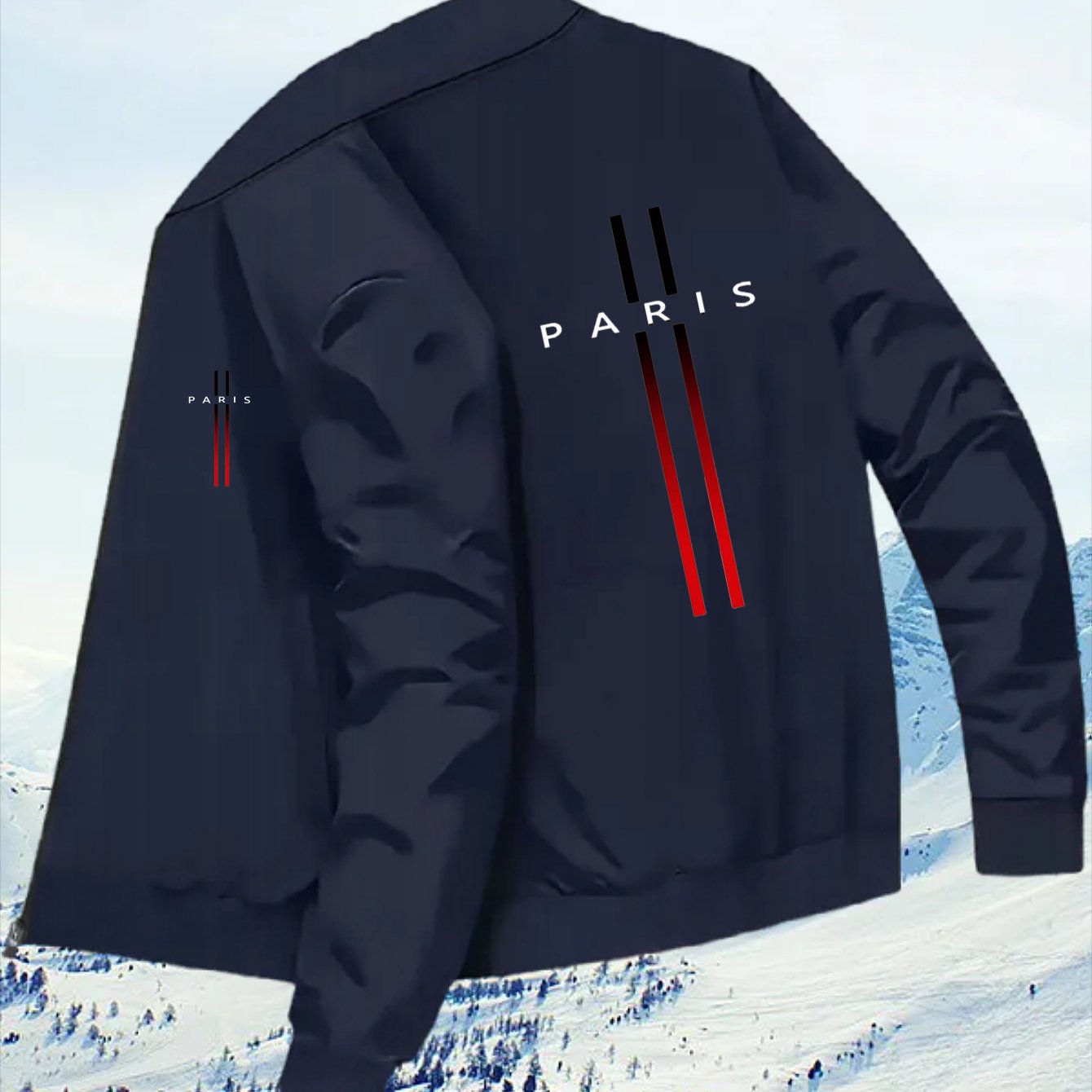 TEMU Men's Stylish Pilot Jacket With Print Design - Casual Collar, Zipper, Long-sleeve Autumn And Winter Coat, Fall Jacket | Collar Style |