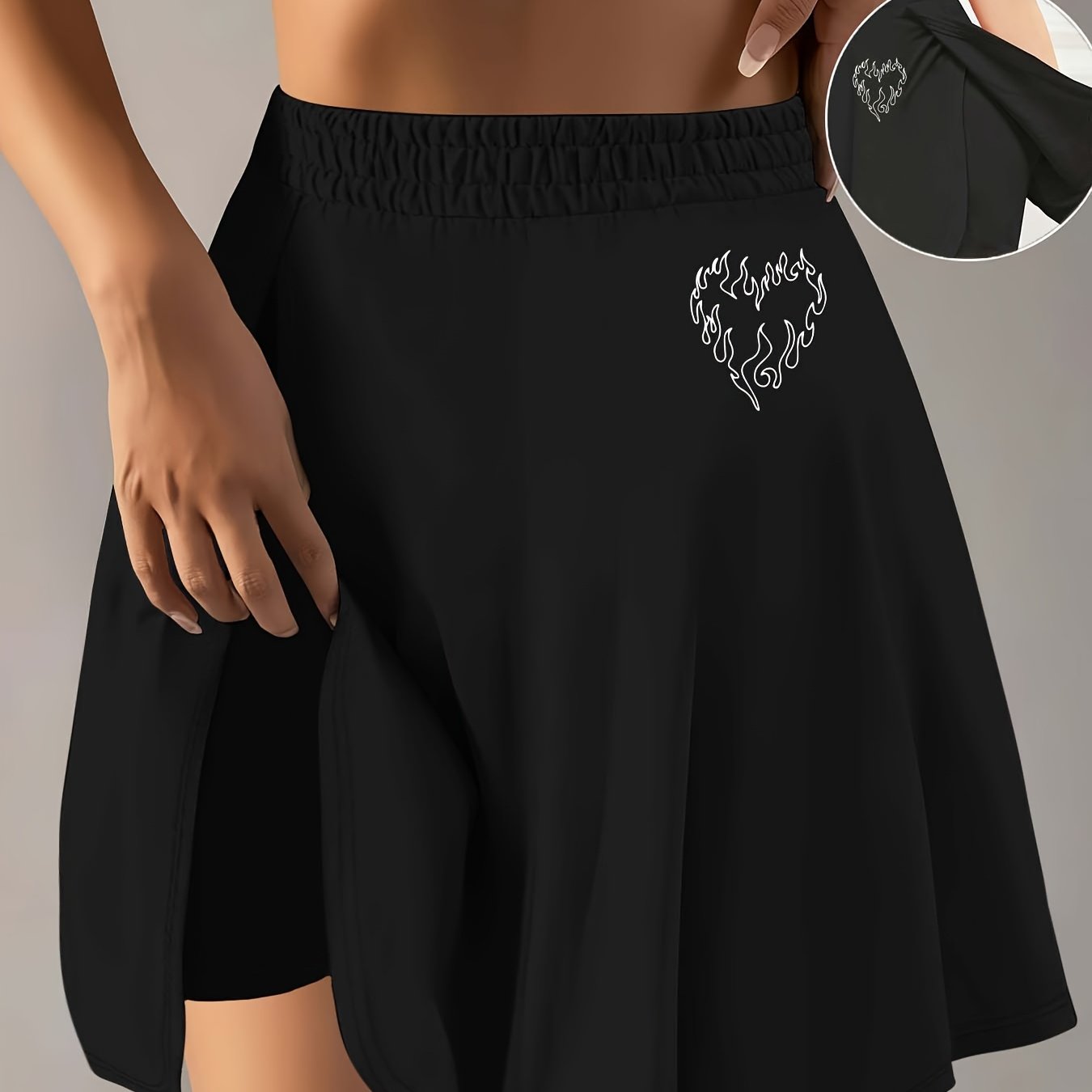TEMU 2026 Spring/summer New Women's Clothing Creative Heart Pattern Print Daily And Leisure Bottoms Anti-exposure Comfortable And Versatile Short