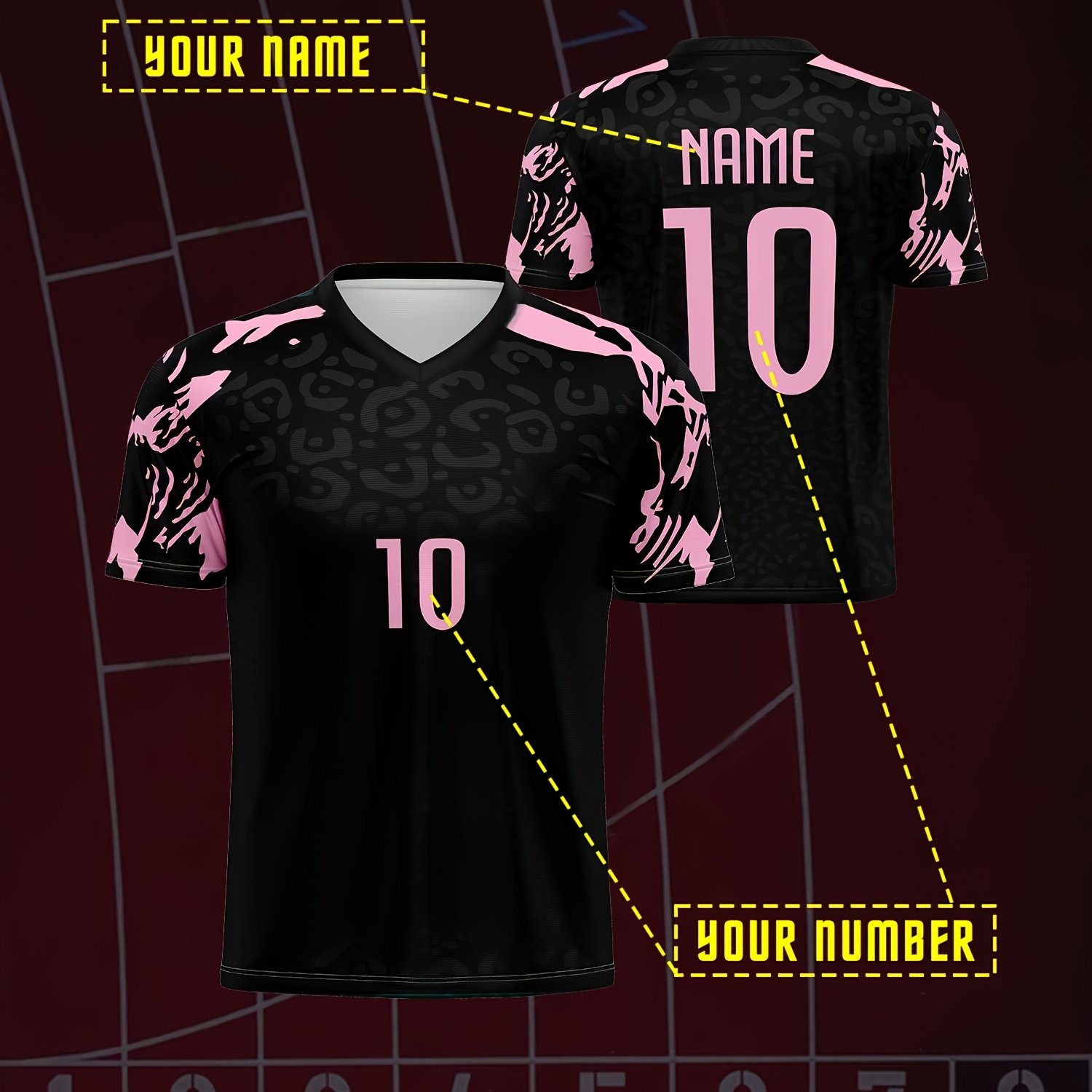 TEMU 's Fashion Casual Western Short Sleeve And V-neck Short Sleeve, Number And Name Customization Soccer Jersey