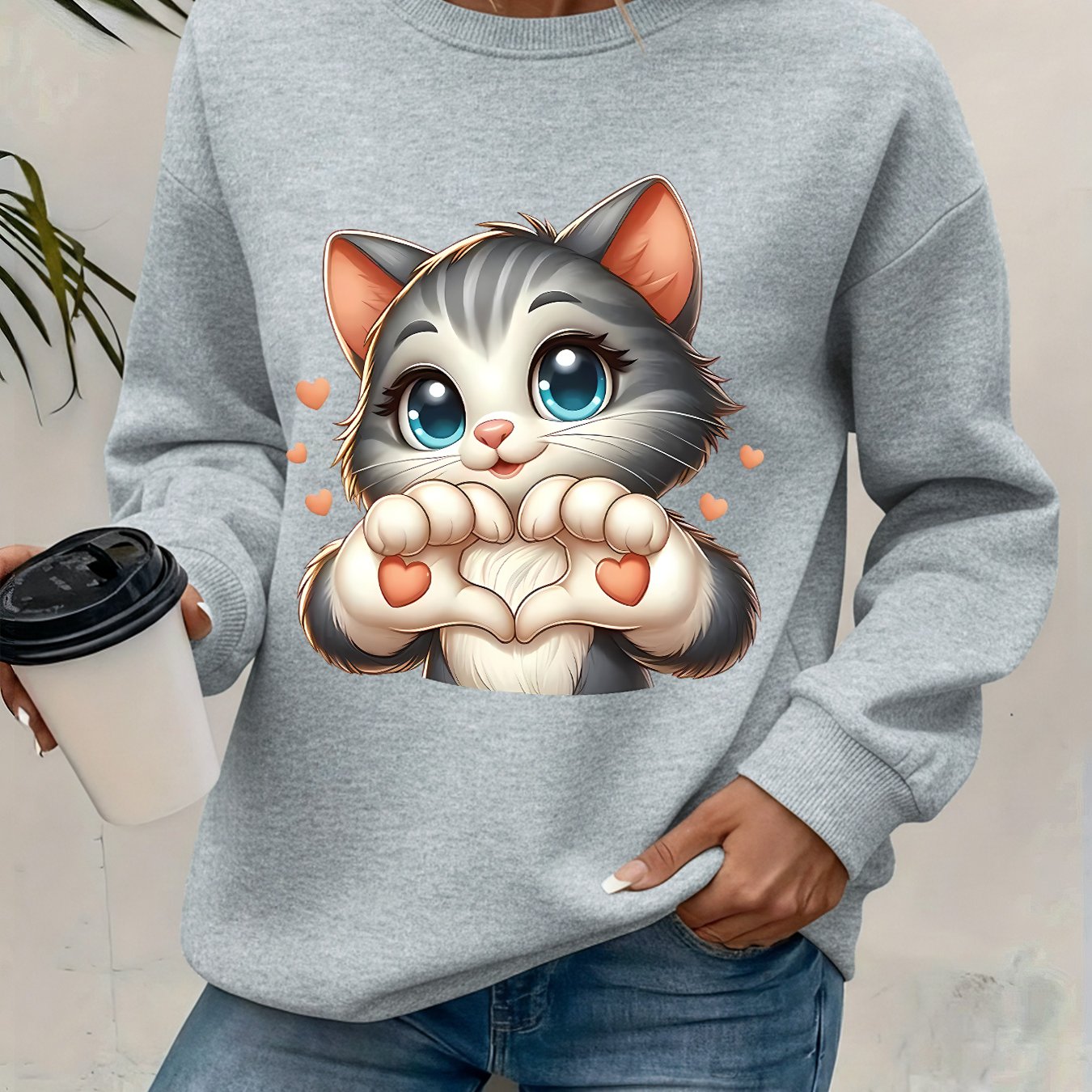 TEMU Graphic Print Sweatshirt, Crew Neck Casual Sweatshirt For Winter & Fall, Women's Clothing