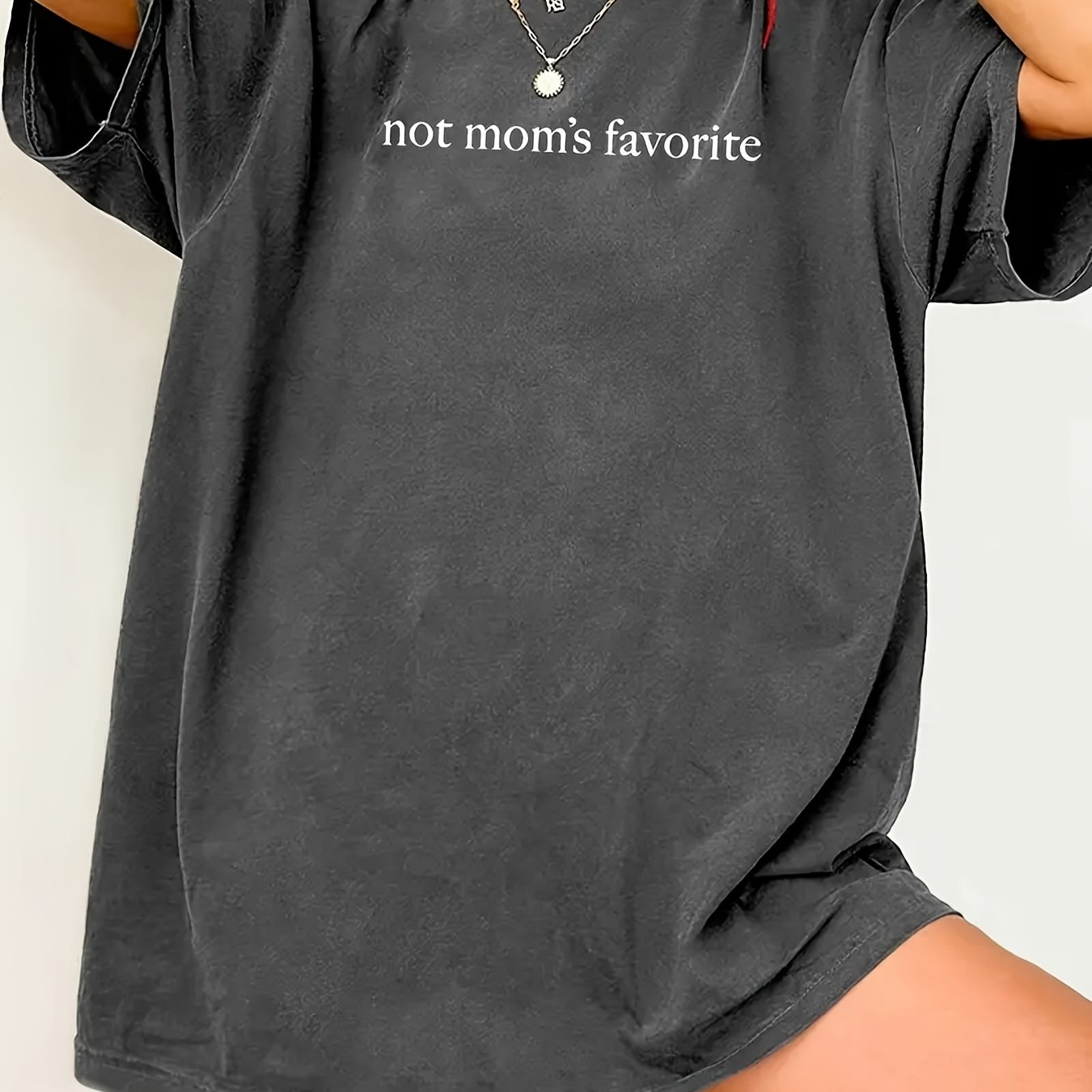 TEMU Women's Casual Crew Neck T-shirt With "not " Graphic, Short Sleeve, Round Neck, Tee, Casual Wear | Graphic Tee |
