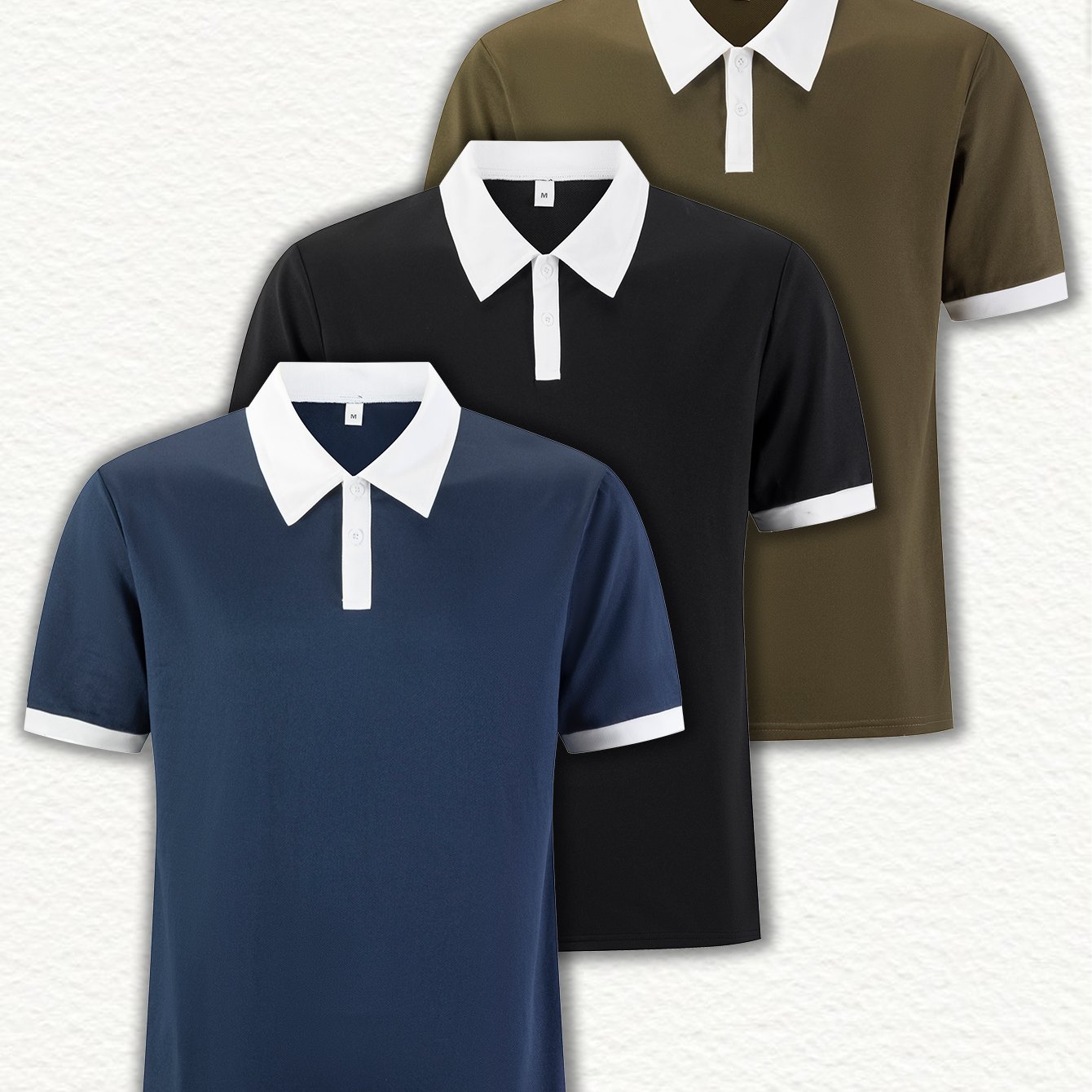 TEMU Men's Stylish Short-sleeve Shirts, Set Of 3