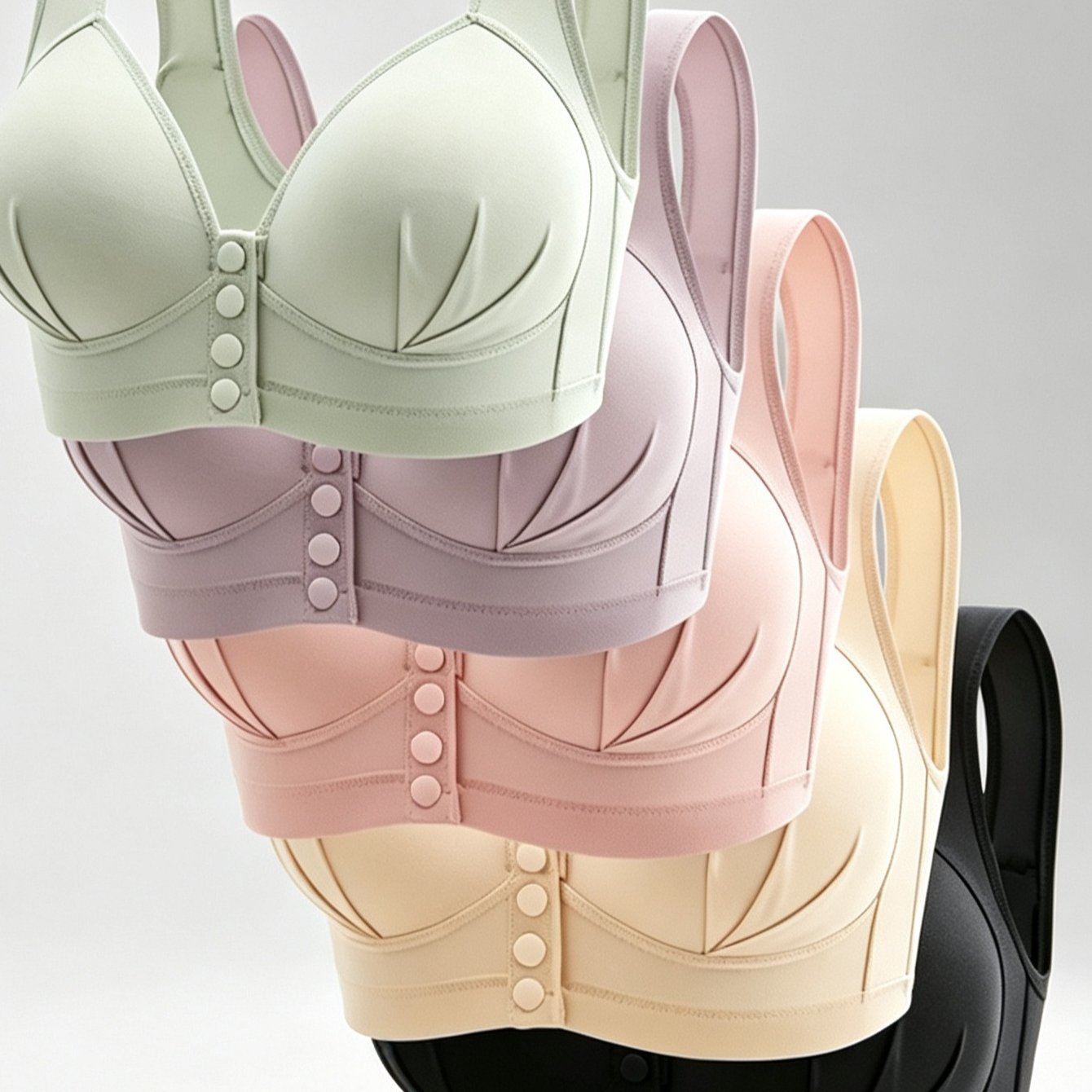 Ladies 5-pack Front Nursing Lingerie, Vest Style Plus Size Bra For Breastfeeding Mothers, Smooth Elastic Fabric, Convenient One-hand Feeding Design And Comfortable Wear