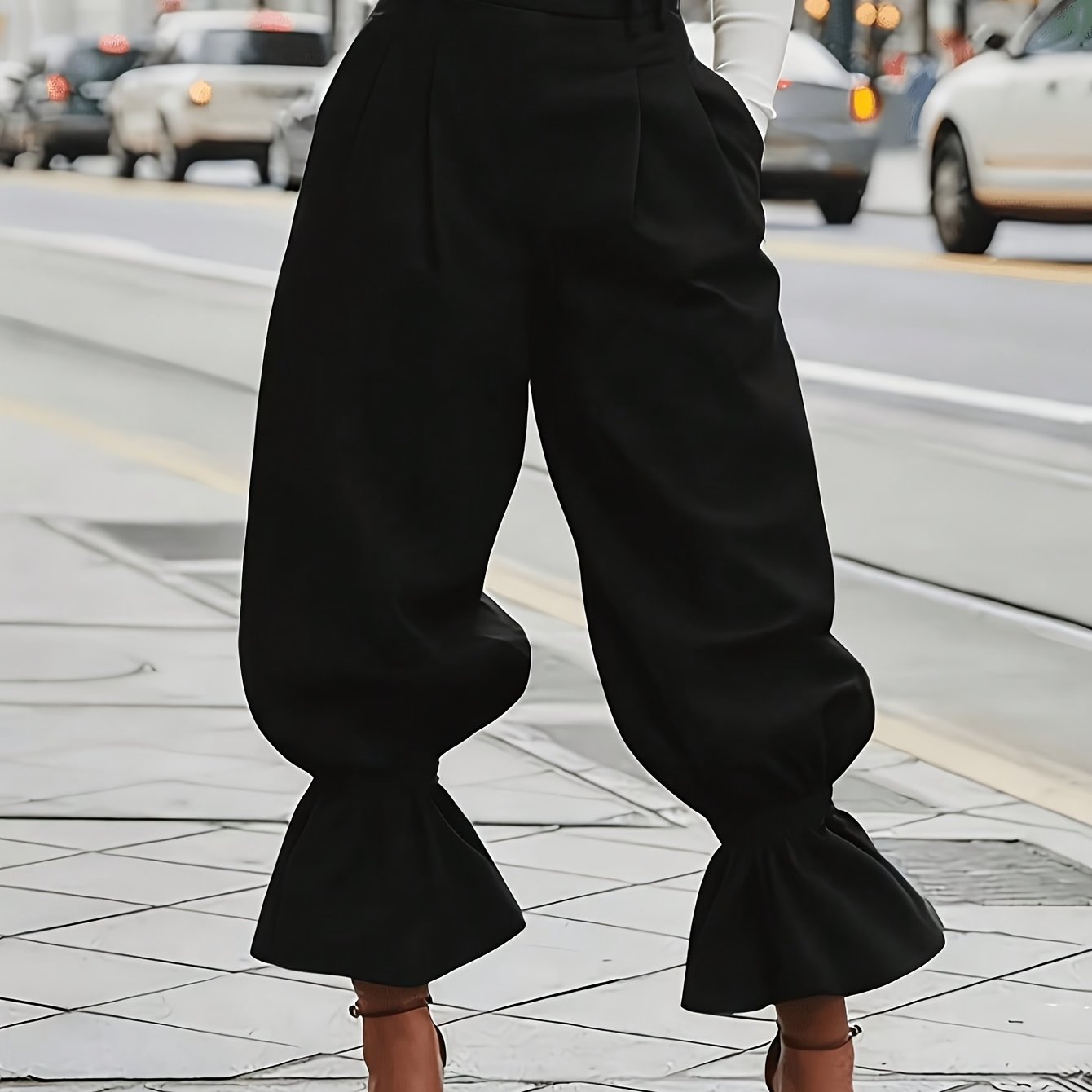 TEMU Women' Wide-leg Casual Pants - High-waist Design, Fashionable Loose Fit, Back-princess , Loose Casual Wide-leg Women's Long Trousers, Women's