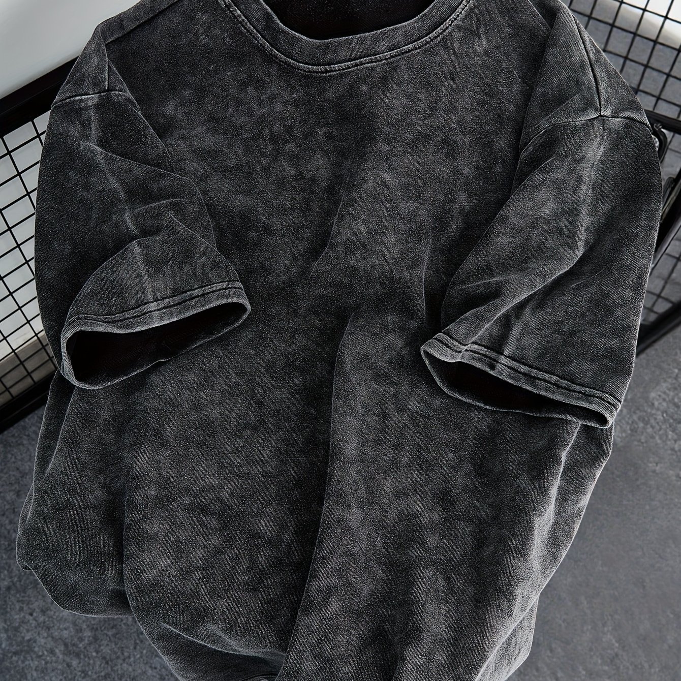 Image of Men' Casual Daily Wear Durable Clothing Father's Day Gift Soft Comfortable Distressed Texture Vintage Style Washed Round Neck T-shirt