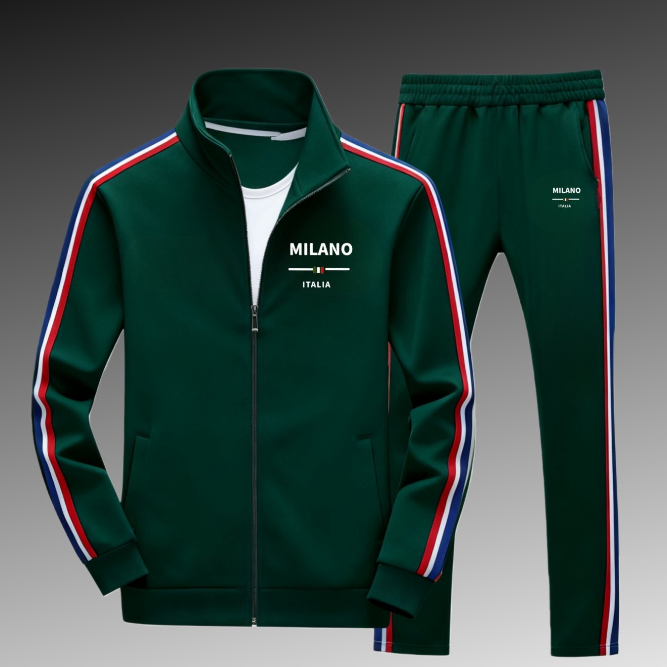 2pcs Set! 2026 New Casual Fashion Sports Jacket Trousers Set | Unisex, Fashionable And Versatile, Suitable For , Regular Version, Lapel, Geometric Pattern, Micro-elastic Fabric