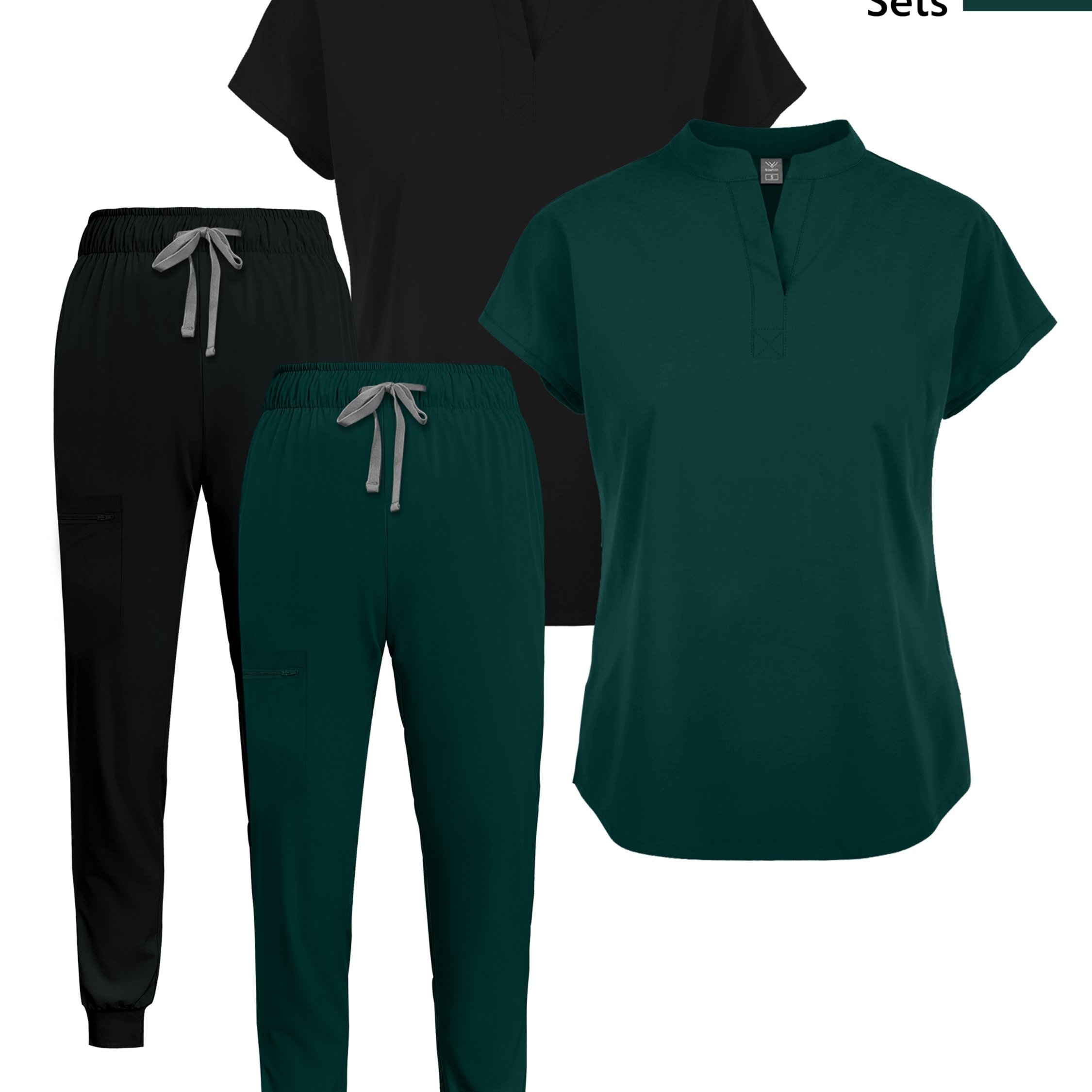 TEMU Deux ensembles de blouses médicales pour femme : Tenues de blouse lavables pour hôpitaux communautaires, médecins, infirmières et dentistes ;
