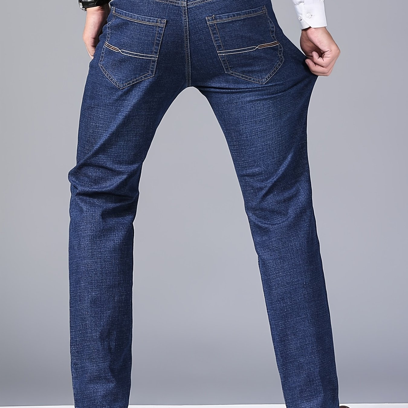 Plus Size High-quality Business Men's Trousers Elastic Comfortable Men's Jeans Light Business Jeans Trendy -season Style New Product Durable For Work
