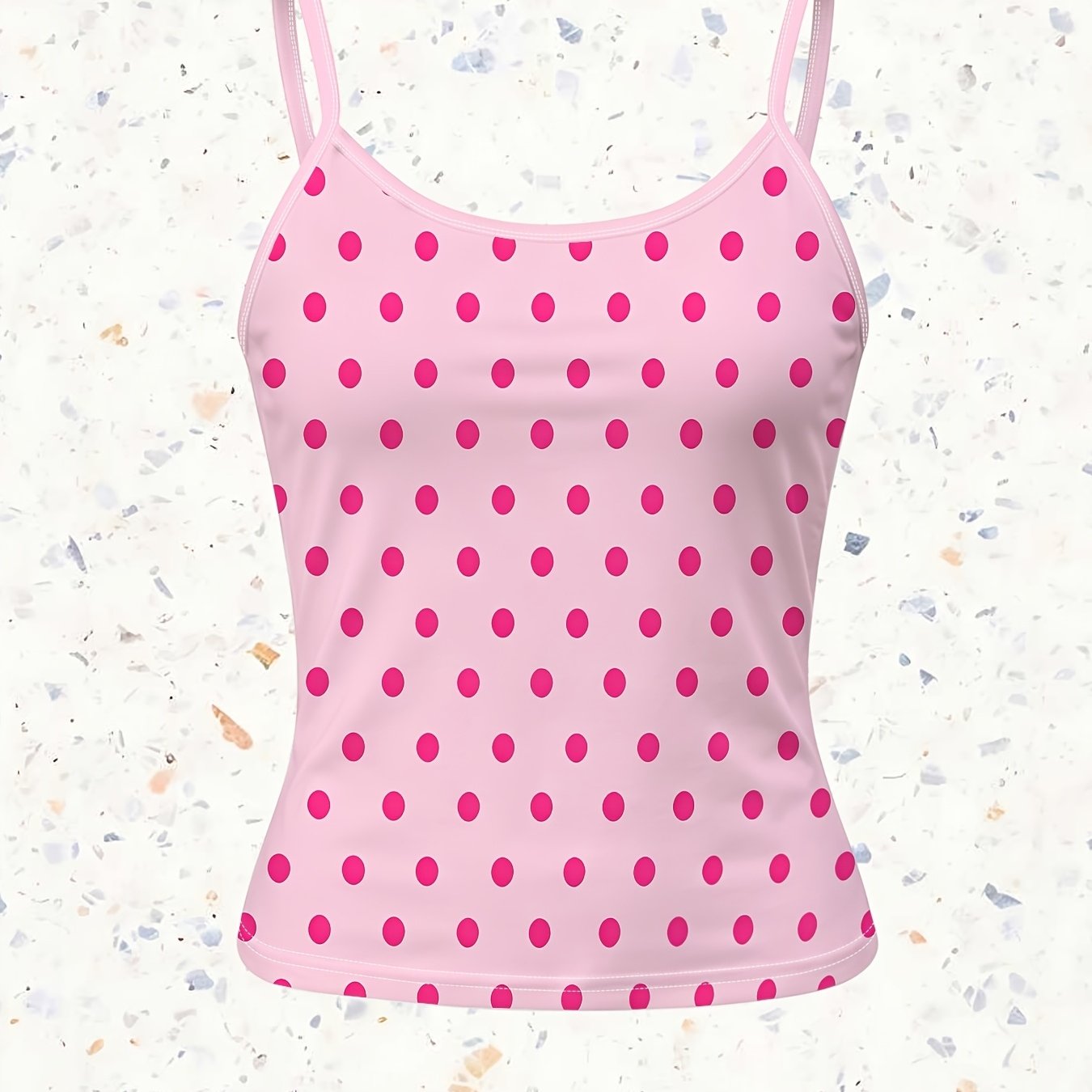TEMU Women's Summer Thin Strap Cami Vest, Magenta Polka Pink Base Element, Fresh Polka Dot Print