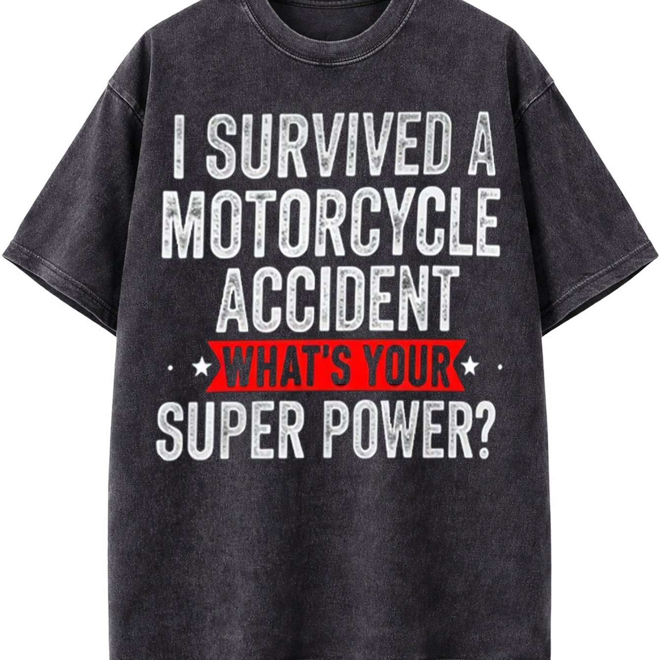 TEMU Men's Biker Graphic Tee Motorcycle Survivor Quote ' A Motorcycle Crash With My Superpowers' Casual Crew Neck Short Sleeve T-shirt Comfortable