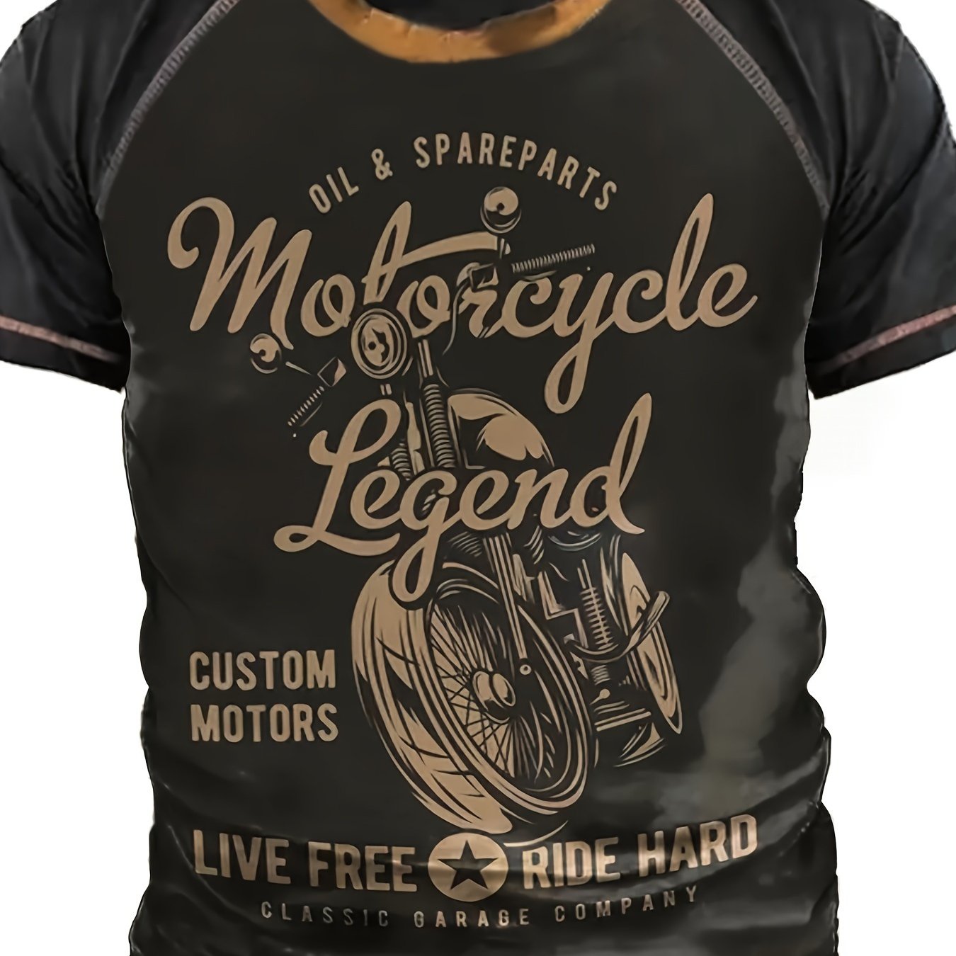 Image of Motorcycle Vintage 3d Harajuku Print T Shirts Men' Hip Hop Crew Neck Short Sleeve Summer Racing T-shirt Top