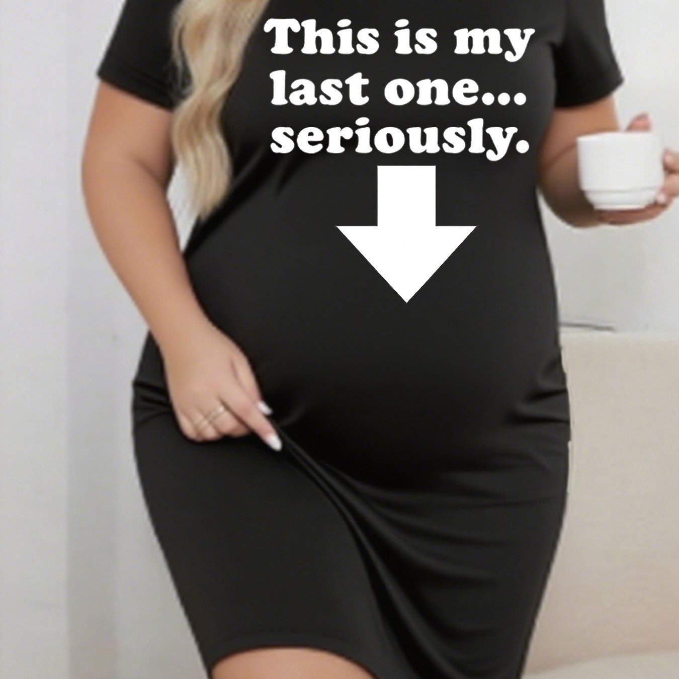TEMU Maternity Short-sleeved Round Neck Printed Dress For Women, Featuring A Text Print: " One... ." Fashion Trend Spring Summer Autumn Dress