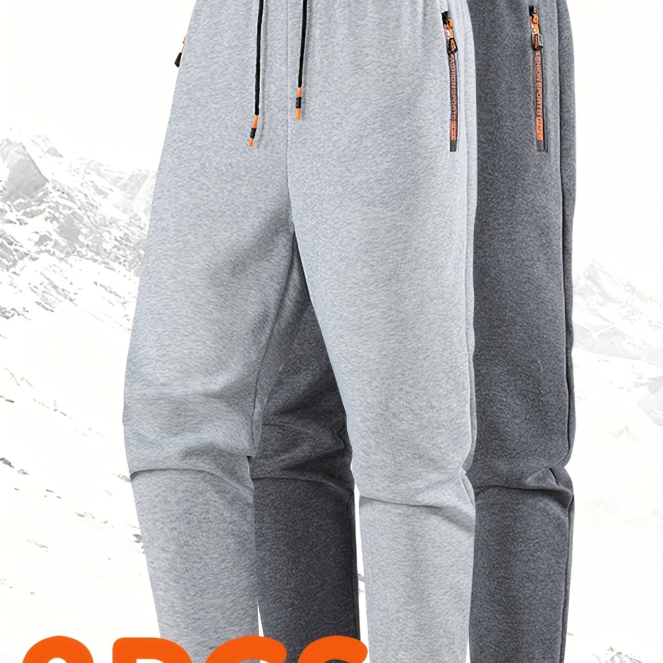 TEMU [gengyuan Start Obm]2pcs Men's Fashion Fleece Sports Pants For Autumn And Winter | Comfortable Loose Casual Long Pants | Suitable For Winter