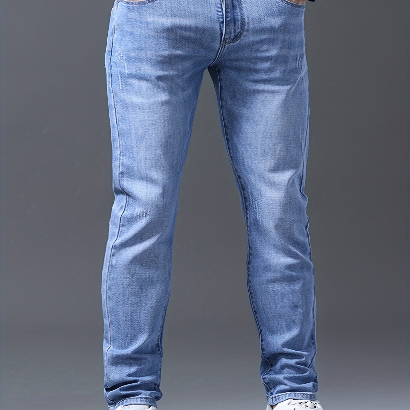 Men's Stretch Slim Fit Skinny Jeans, Light Blue, Men's Trousers