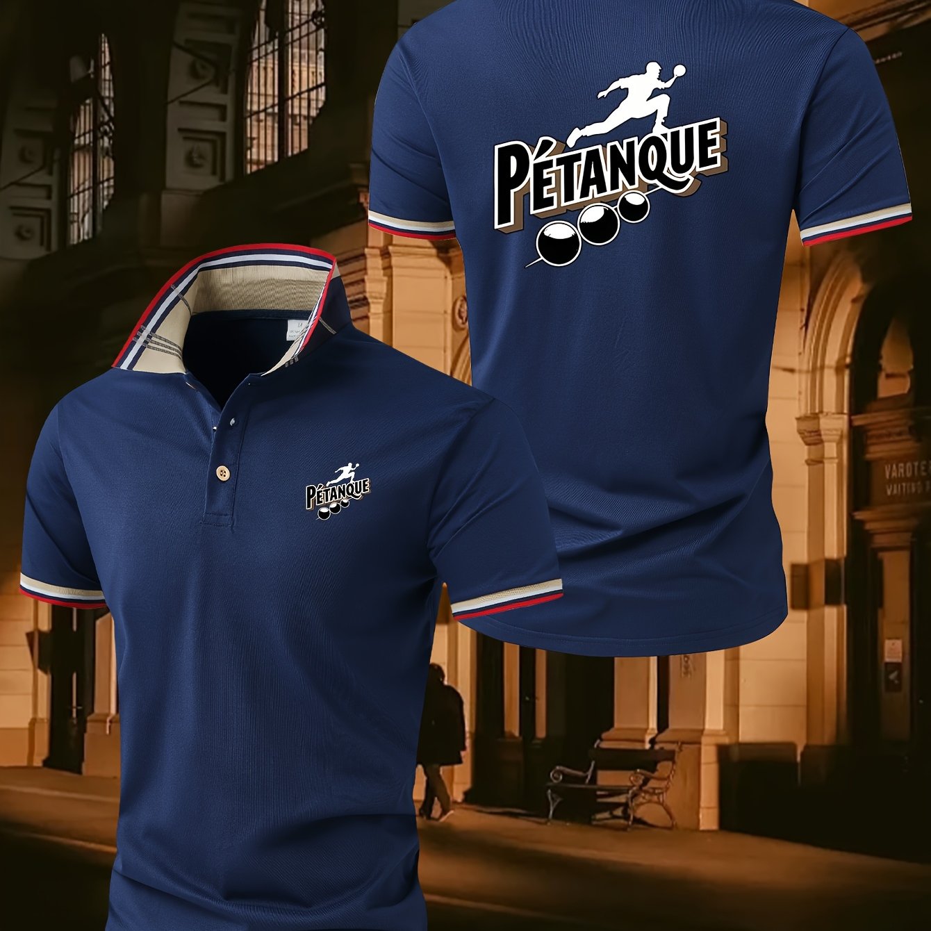 TEMU Polo décontracté pour homme, style français, à manches courtes, avec motif créatif de pétanque, pour les quotidiens, et les tenues décontractées