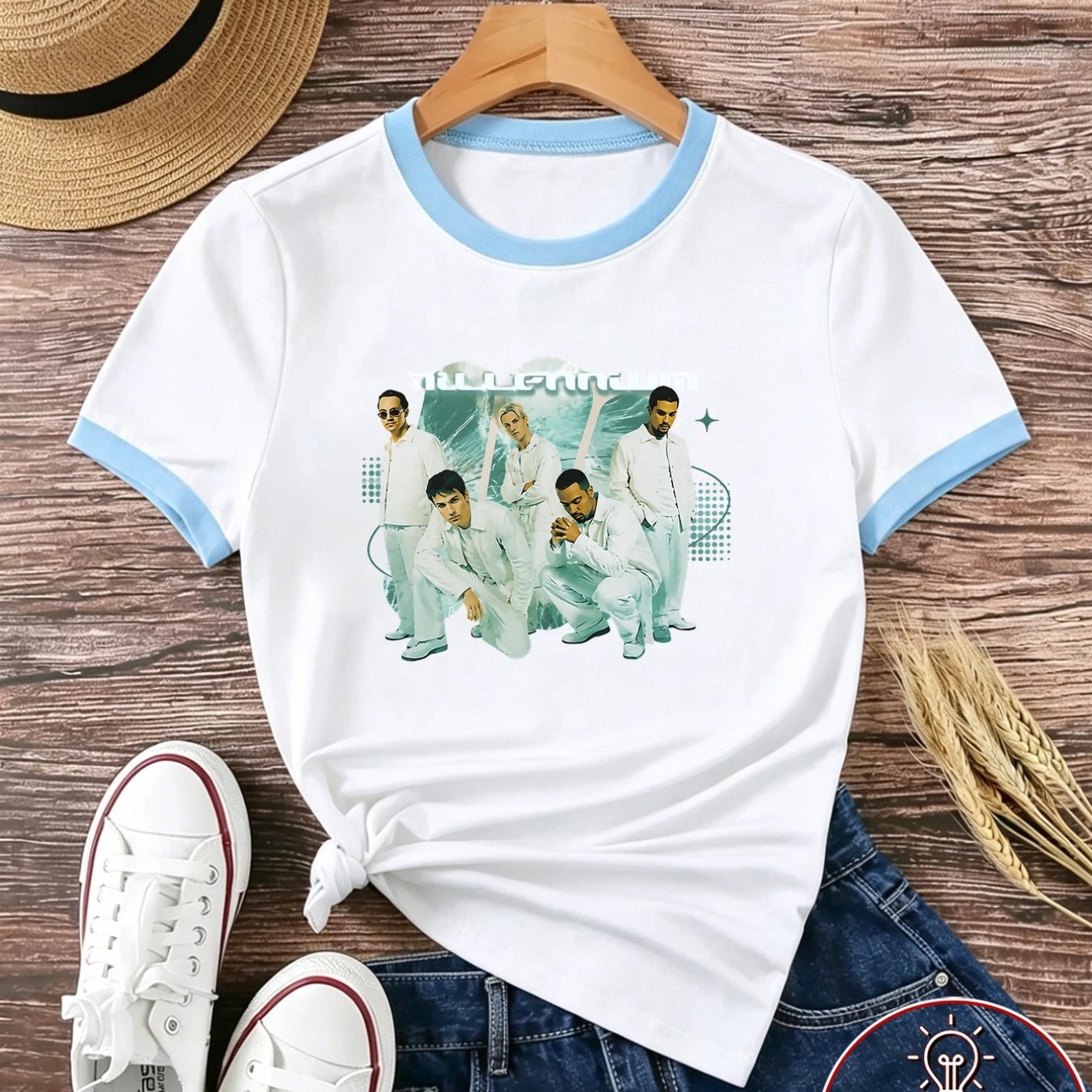 TEMU 1pc New Printed Pattern Display 5-person Modern 2d Printed Short Sleeve Women's T-shirt Casual All-match Comfortable Breathable Fabric Spring