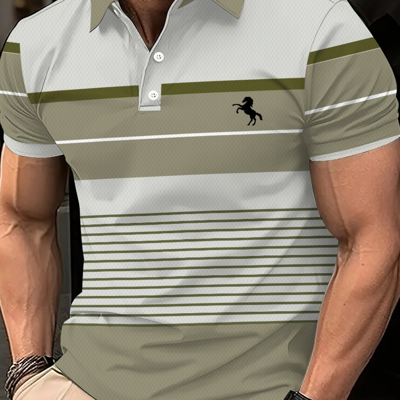 E-shop Herren Sommermode Hemd, Lässiges Kurzarmshirt, mit 3D Digitaldruck, 100% Polyester, Leichter Stretch Strickstoff, Reguläre Passform, Revers- und