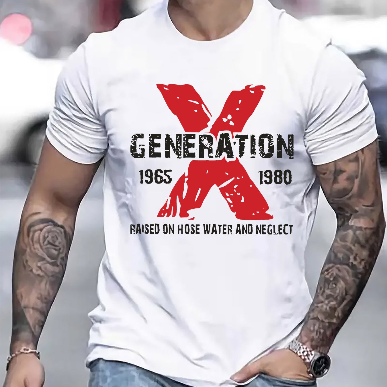 TEMU X-generation Logo Print , Casual Short-sleeved Round Neck T-shirt, Suitable For Summer And Spring, Men's Summer Outdoor Clothing