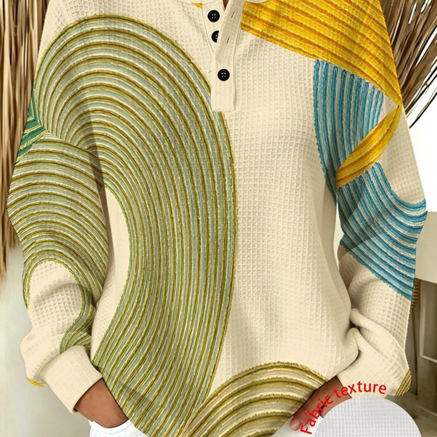 TEMU Plus Size, Plus Size Women's Sweatshirt, Mixed Colors, Multiple Sizes , With A Whimsical Abstract Curved Spiral Pattern, Featuring A And