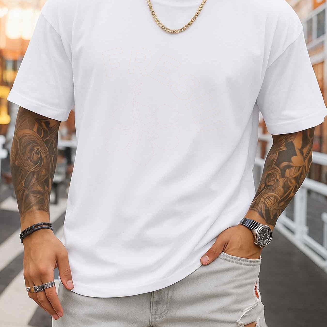 Men's Oversized White T-shirt | Colors, Crew Neck, Regular Fit, Short Sleeve, Fitness Top, Stylish And Sporty, Durable Activewear, , Perfect For Daily And Weekend Wear, Brand