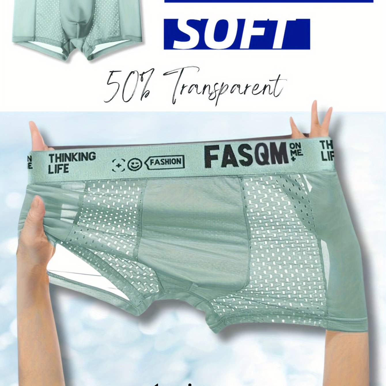 1pc/3pcs Men's Comfy Boxers Briefs, Mesh Breathable Comfy Slightly Stretch Boxer Trunks, Letters Print Boxer Panties, Men's Underwear