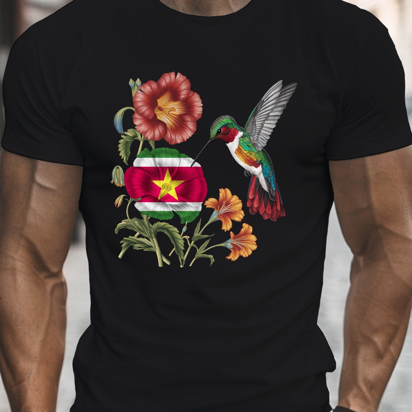 TEMU Ik Hou van Mijn Land Suriname Print, Heren Ronde Hals Korte Mouw T-shirt, Casual Comfortabel Lichtgewicht Top voor de Zomer
