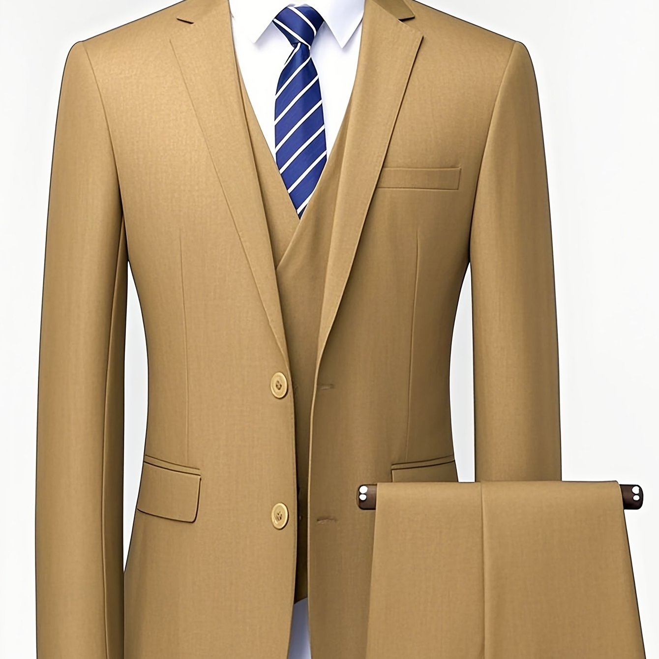 TEMU Men' Color Formal Elegant Business Two-piece Set, Featuring A Two-button Jacket With Pants, Suitable For Commuting To Work And Business Travel.