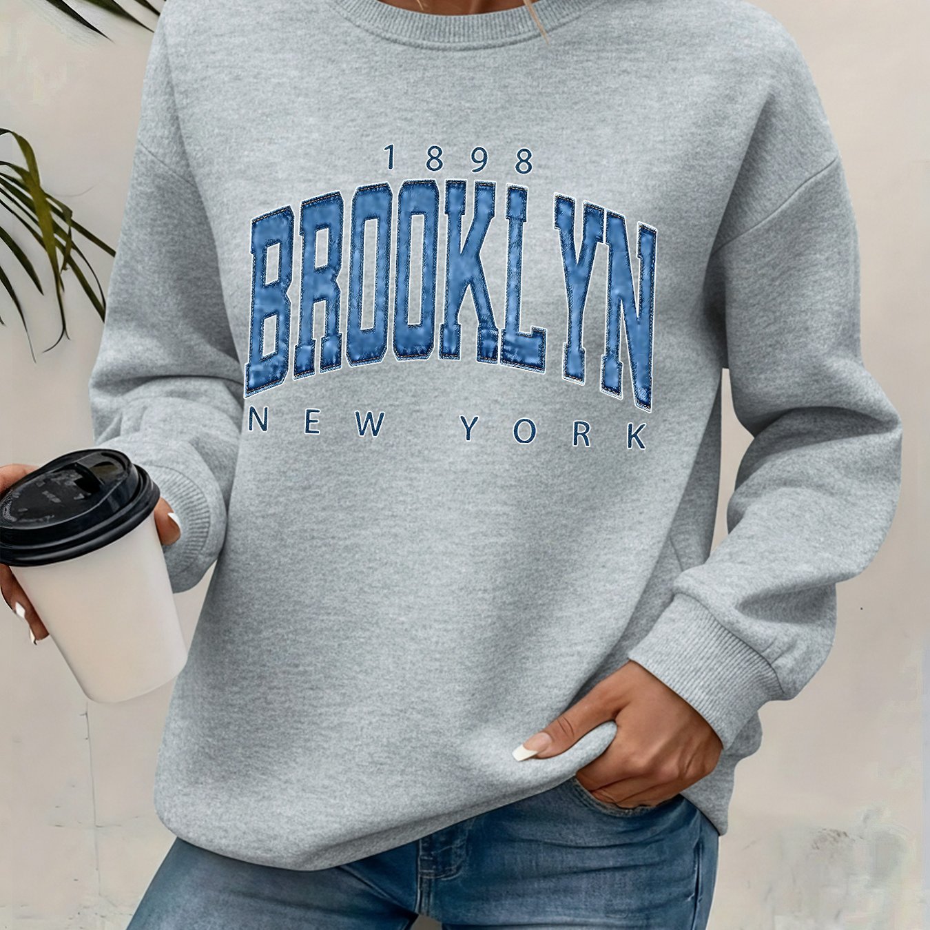 TEMU Graphic Print Sweatshirt, Crew Neck Casual Sweatshirt For Winter & Fall, Women's Clothing