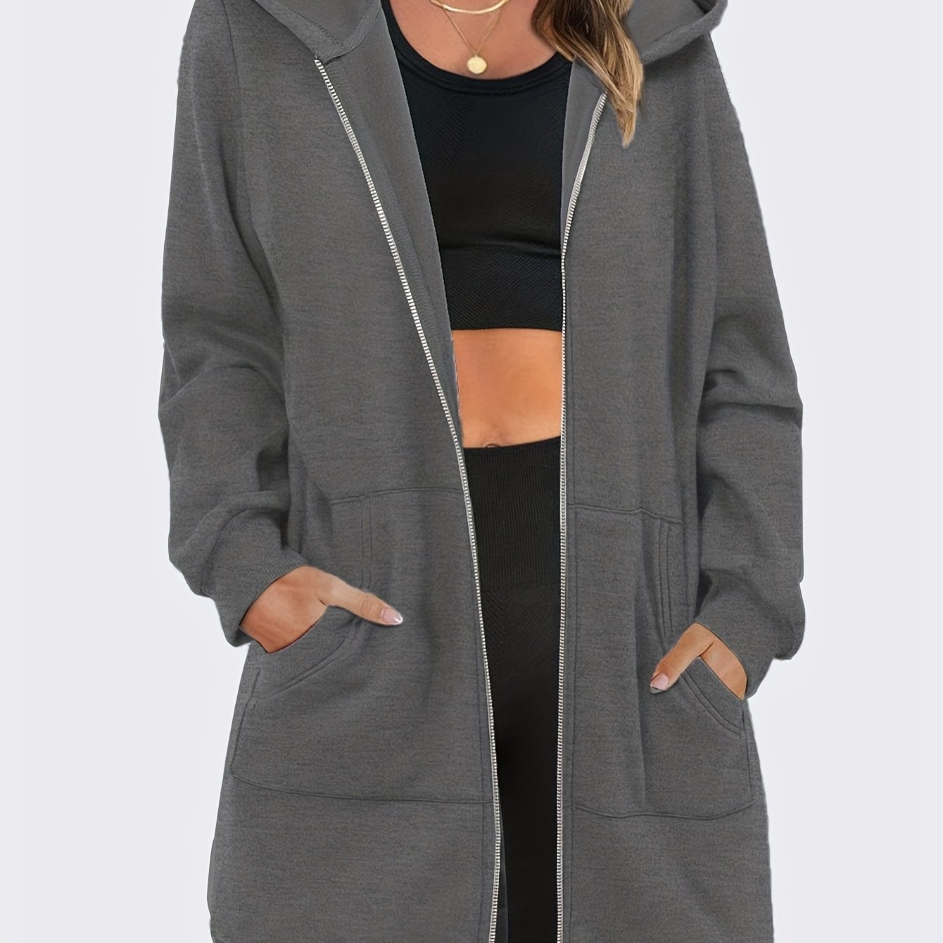 Mid-length Zip-up Hoodie