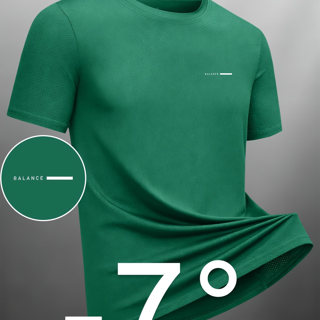 TEMU Men's Quick-dry Lightweight Breathable Athletic T-shirt - Moisture-wicking Performance Short Sleeve Crew Neck Gym Top Suitable For Running,