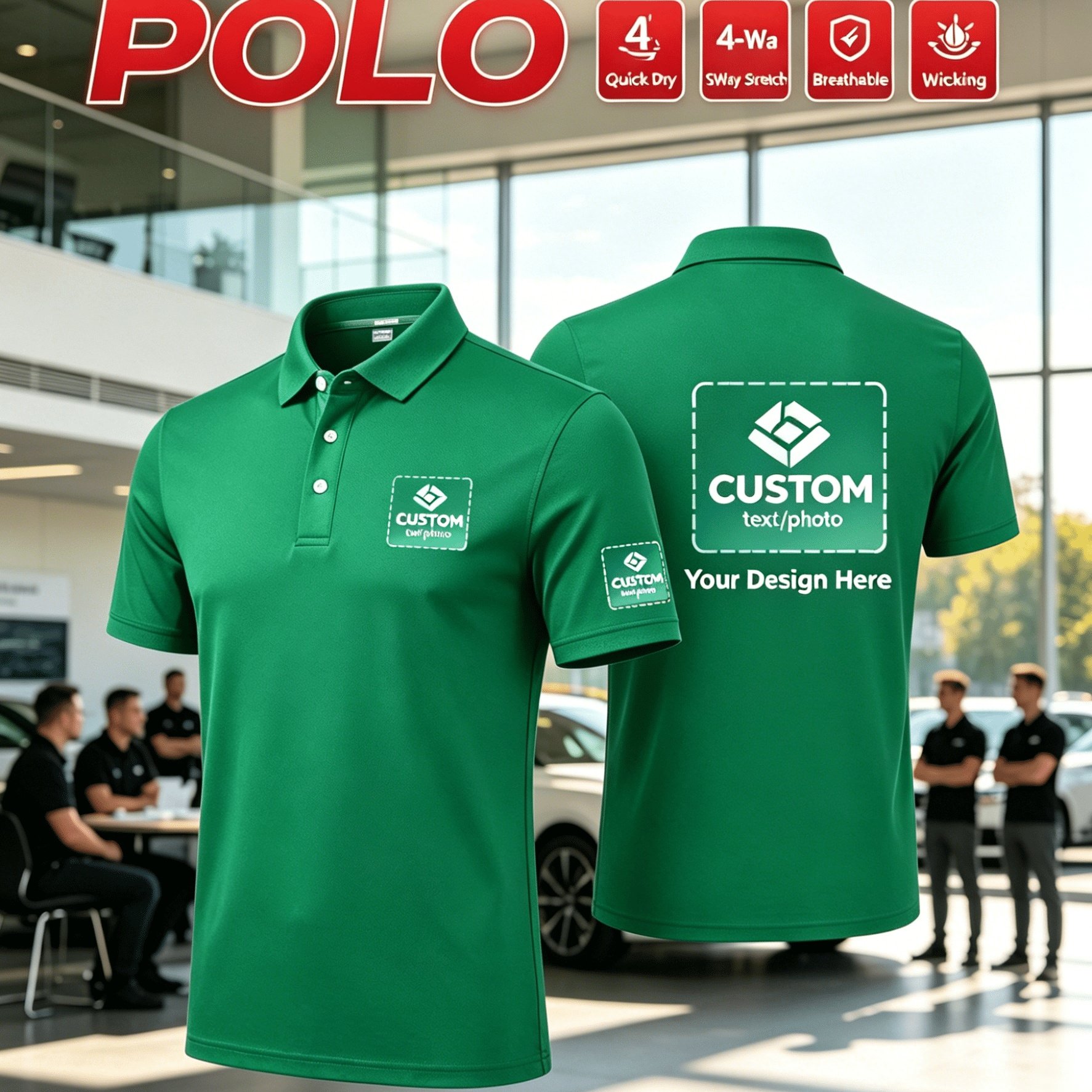 TEMU Articles personnalisables, Polos pour hommes personnalisables avec personnalisation sur la poitrine, gauche et le dos, Personnalisation