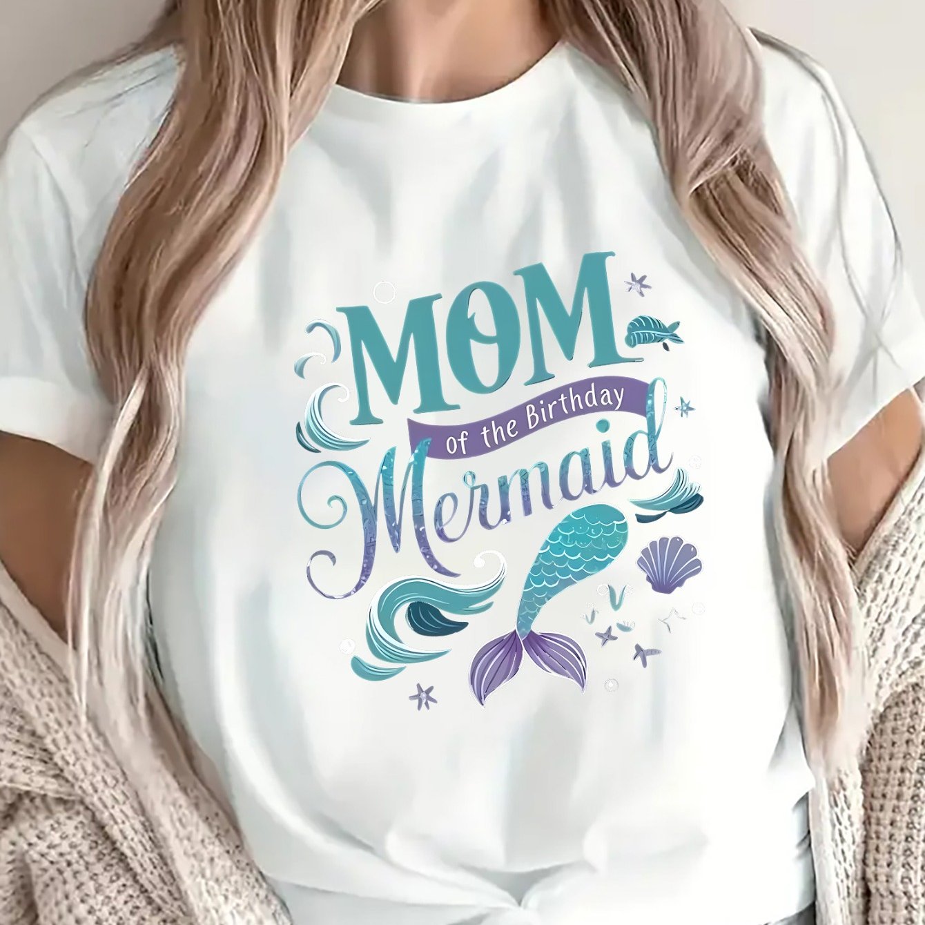TEMU Women's Short Sleeve Tee Featuring A Birthday Mermaid Design, Ideal For Casual , Family Events, And Parties. Lightweight And Comfy, Making It