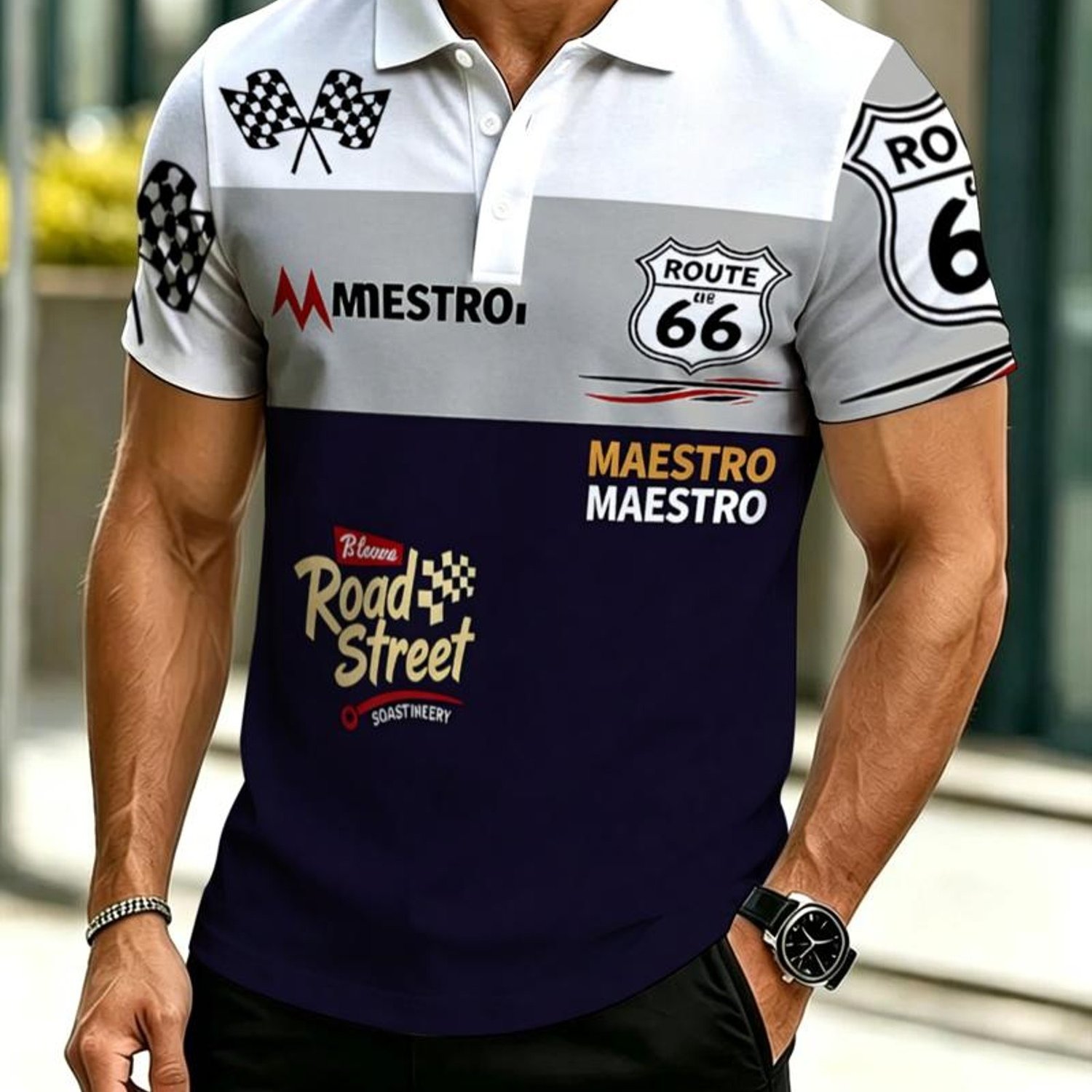 TEMU Men's Novelty Shirt, Mixed Color, Multiple Sizes ,, Featuring & Mestroi Logos, Stylish Design For Casual & Outdoor Wear, For Trendy Men