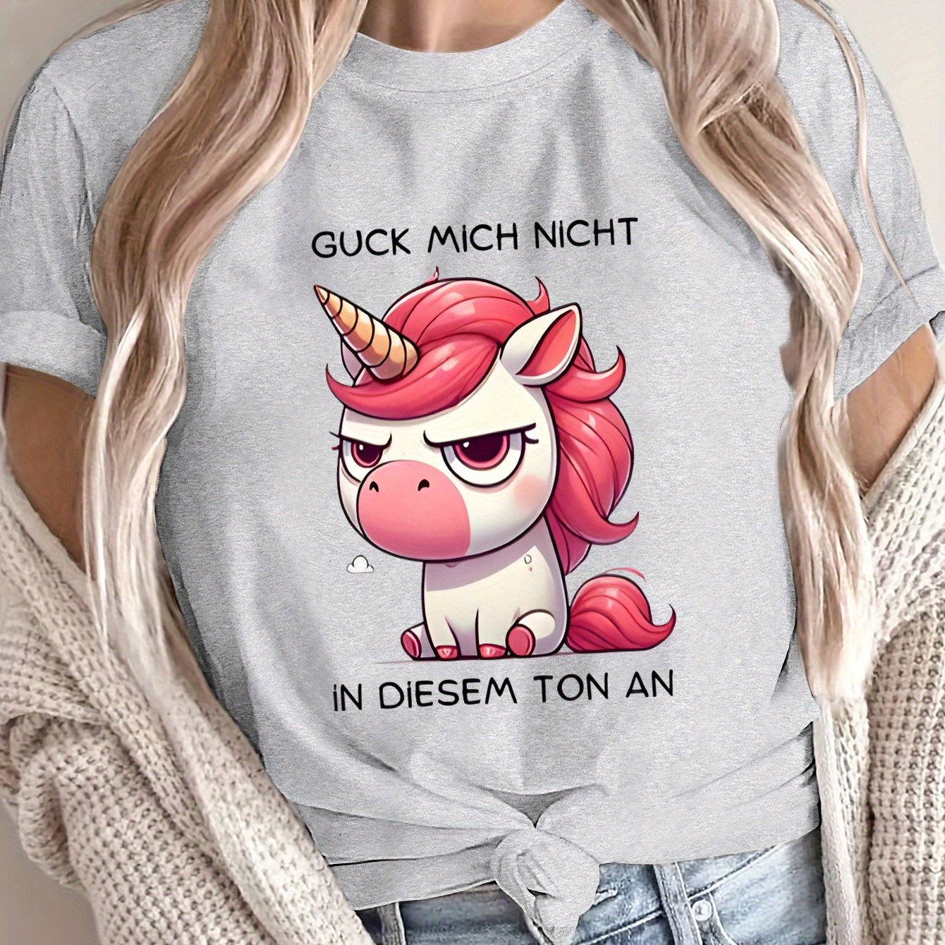 TEMU Plus-Size, Plus-Size T-Shirt mit Buchstabendruck, Kurzarm-Rundhals-Casual-Top für Sommer & Frühling, Damenbekleidung in Übergröße