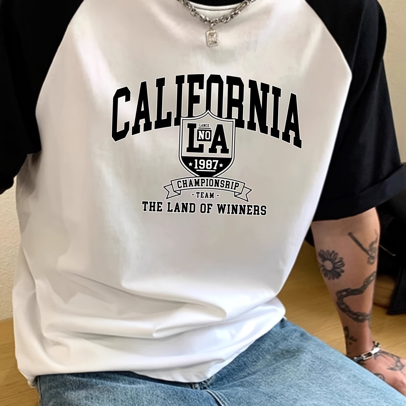 TEMU Camiseta de manga corta raglán retro para hombre/ estilo 2026/ hombros descubiertos y bloques de color/Conjunto para salir/Top deportivo para