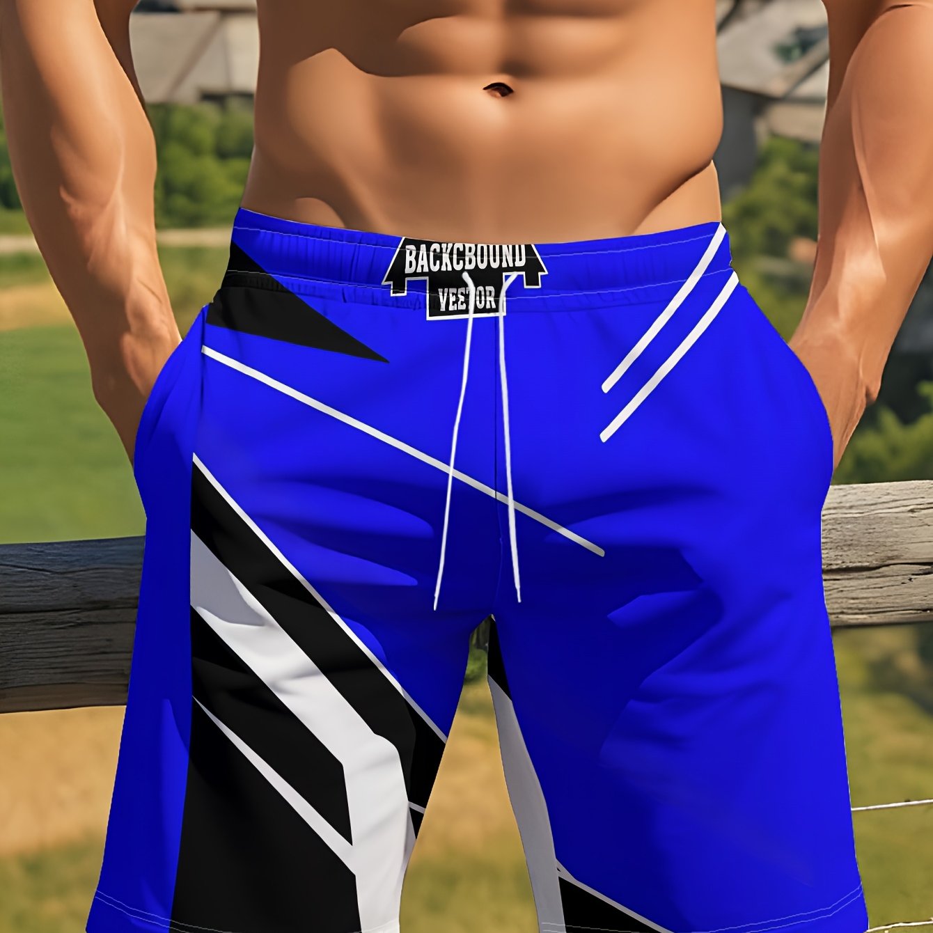 TEMU Men's Quick-drying Beach Shorts, Trendy And Unique 3d Print, Casual Drawstring Belt - For .