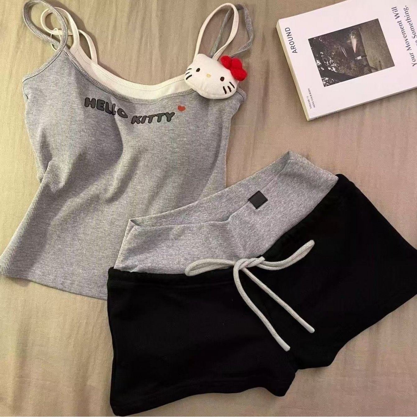 Image of Hellokitty Cute 3d Doll Suspender Pajamas For Women New Summer Vest Shorts Homewear Set