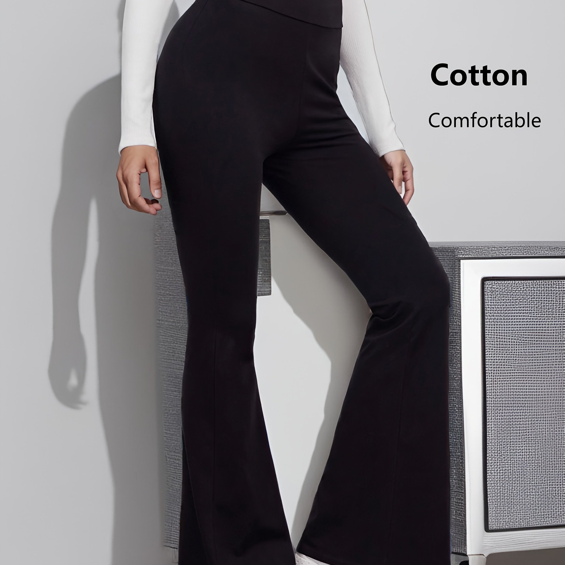 Ladies' High Waist Casual Micro Flared Pants