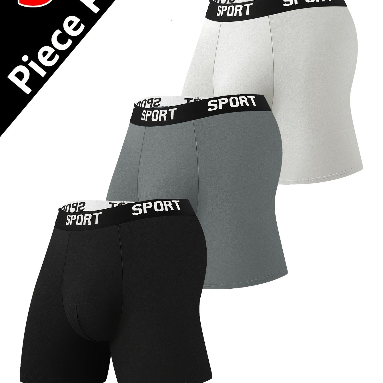 E-shop 3 Stück Herren Langboxershorts – Atmungsaktive, Dehnbare Sport- Freizeitunterwäsche, Bequeme Elastische Boxershorts mit Komfortablem Bund,