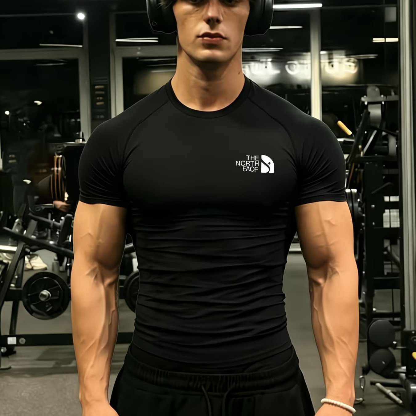 TEMU Western Fitness Special Outfit, Men's And , Short-sleeve Tight T-shirt Made Of Quick-drying Fabric, Very Suitable For Strength Training,