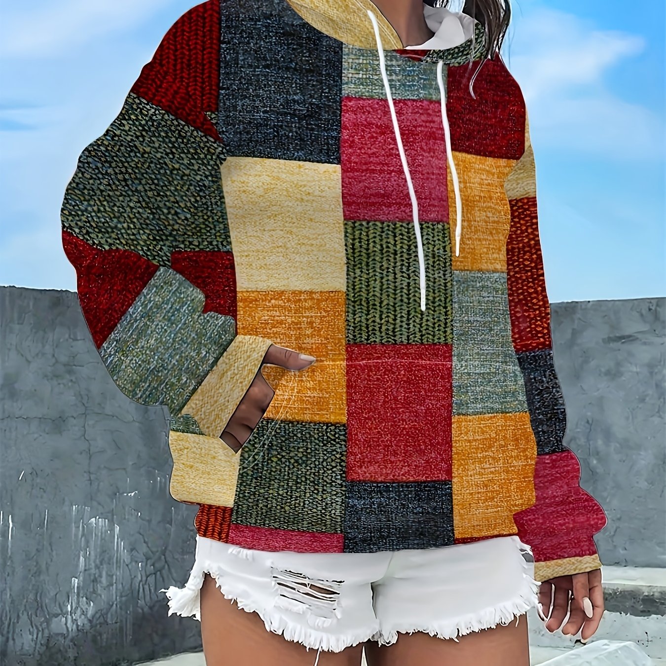 Women's Fashion Sweatshirt - Geometric Patterns