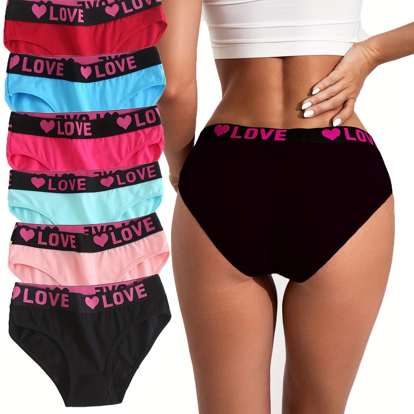 Image of 6pcs Pack Casual Women's Mid-rise Panties Comfortable Breathable Women' Panties Women's Underwear