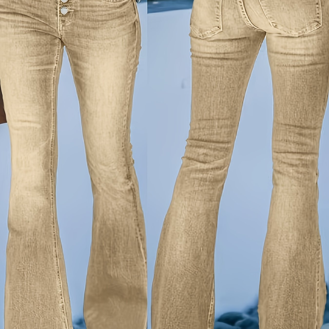 Image of 26aw Women's Plus Size Elastic Retro Versatile Casual Fashionable Elegant Mid-waist Pocket Machine Wash Durable Multifunctional Slim Fit Gradient Flared Jeans Street Trendy Style