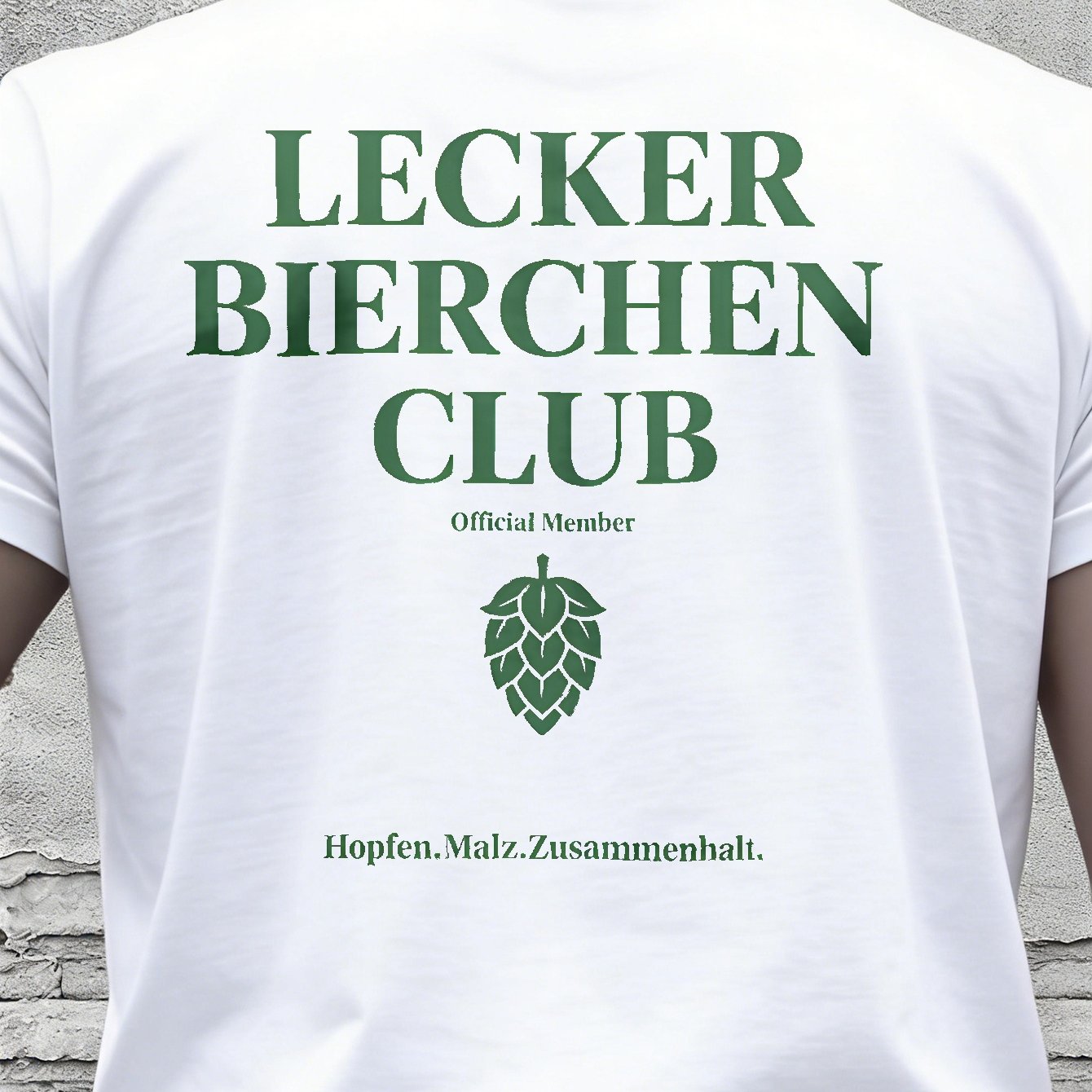 Image of Bierchen Club- White T-shirt Designed For Beer Lovers, Featuring And Pattern. , Soft And Comfortable, Suitable For Casual Wear And Sports, Unisex, And A Collectible T-shirt