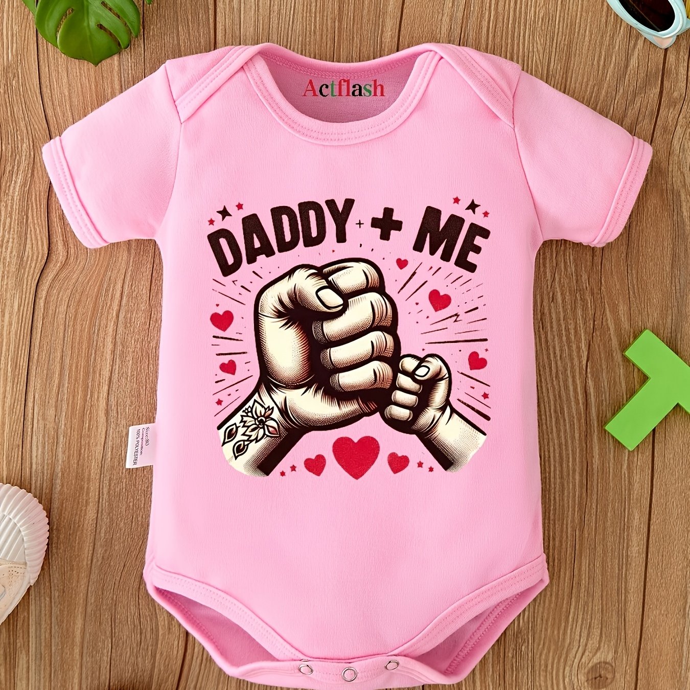 Image of Daddy And Me Letter New Baby Short Sleeve Bodysuit Summer Newborn Short Sleeve Romper Newborn Gift, For Outdoor